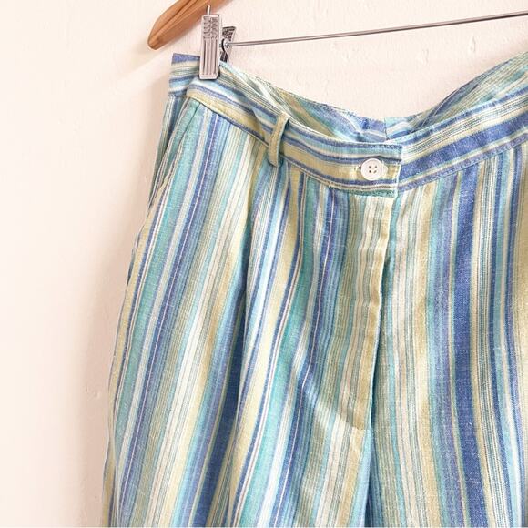Norm Thompson Linen Blend Wide Leg Striped Cropped Pants Size 14 - Picture 3 of 11